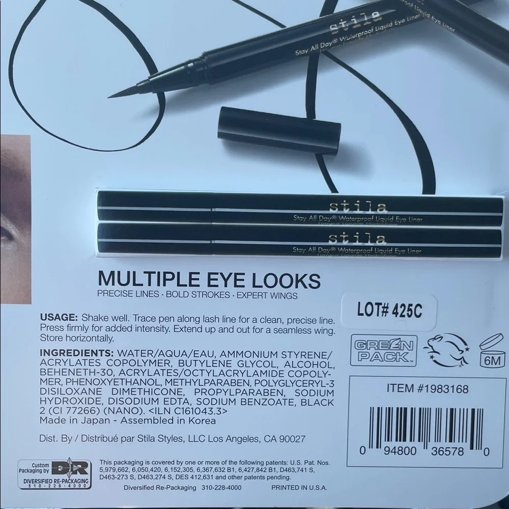 Stila Waterproof Liquid Eyeliner — Black 2 pack
